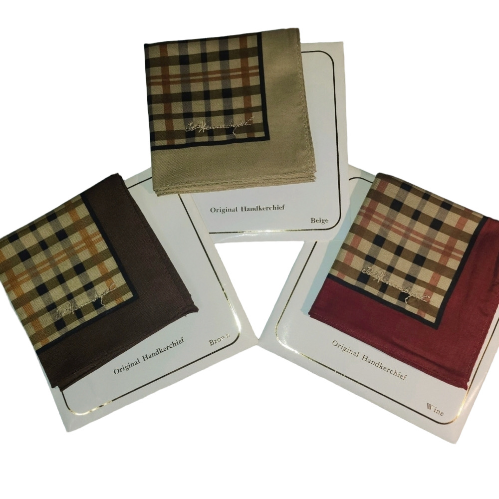 Hennessy COGNAC original Handkerchief 3pcs colors Wine,Beige,Brown Brandnew